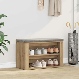 Schoenenrek met plank artisanaal eikenkleurig 75 x 35 x 45 cm 1