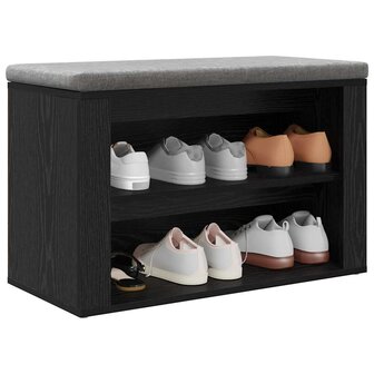 Schoenenrek met plank Zwart eiken 75 x 35 x 45 cm Bewerkt hout 3