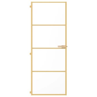 Binnendeur smal 76x201,5 cm gehard glas en aluminium goudkleur 3