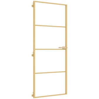Binnendeur smal 83x201,5 cm gehard glas en aluminium goudkleur 2