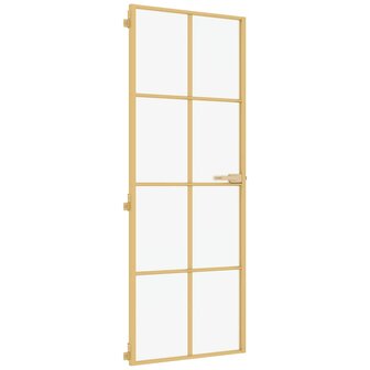 Binnendeur smal 76x201,5 cm gehard glas en aluminium goudkleur 2
