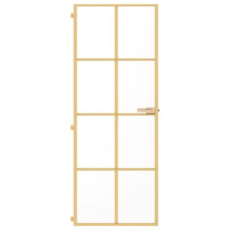 Binnendeur smal 76x201,5 cm gehard glas en aluminium goudkleur 3