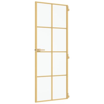 Binnendeur smal 76x201,5 cm gehard glas en aluminium goudkleur 5