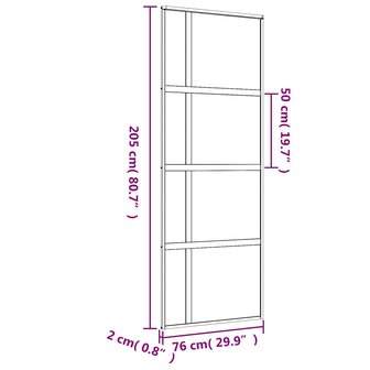 Schuifdeur 76x205 cm helder ESG-glas en aluminium goudkleurig 9