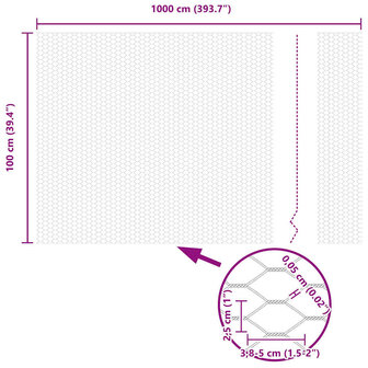 Zeskantig hekwerk Zilver 1 x 10 m Gegalvaniseerd staal 9