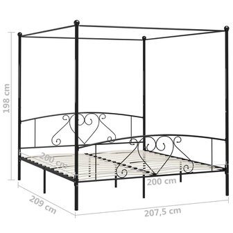 Hemelbedframe metaal zwart 200x200 cm  5