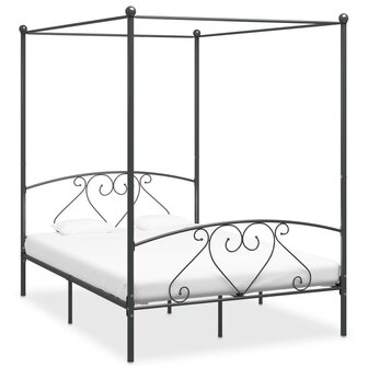 Hemelbedframe metaal grijs 140x200 cm  1