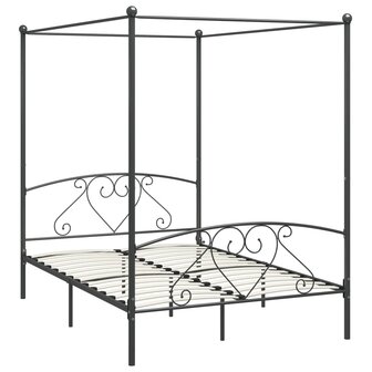 Hemelbedframe metaal grijs 140x200 cm  2