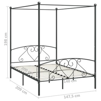 Hemelbedframe metaal grijs 140x200 cm  5