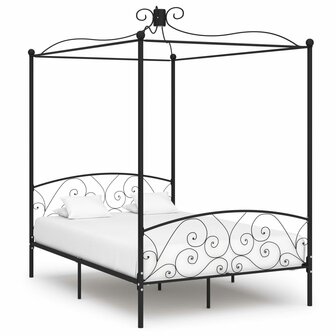 Hemelbedframe metaal zwart 140x200 cm 1