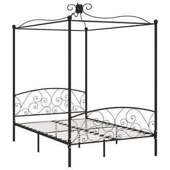 Hemelbedframe metaal zwart 140x200 cm 2