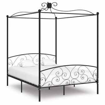 Hemelbedframe metaal zwart 180x200 cm 1