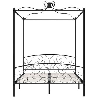 Hemelbedframe metaal zwart 180x200 cm 3