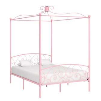 Hemelbedframe metaal roze 120x200 cm 1