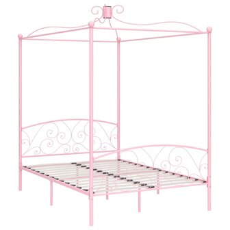Hemelbedframe metaal roze 120x200 cm 2