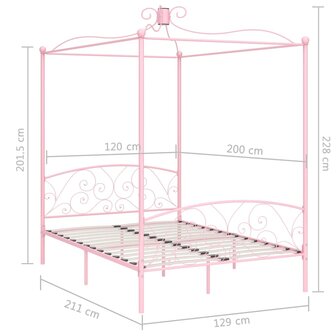 Hemelbedframe metaal roze 120x200 cm 6