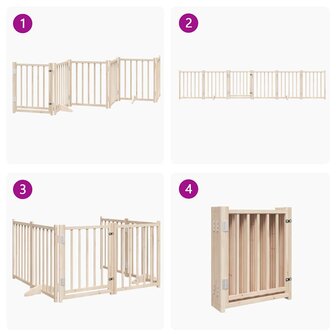 Hondenhek inklapbaar met deur 6 panelen 300cm massief vurenhout 7