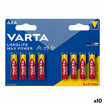 Batterijen Varta longlife max power aaa - lr03 1,5 V AAA (8 Onderdelen) (10 Stuks) 1