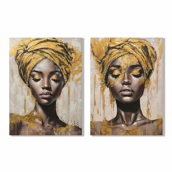 Canvas Home ESPRIT Bruin Gouden Koloniaal Afrikaanse 90 x 3 x 120 cm (2 Stuks) 1