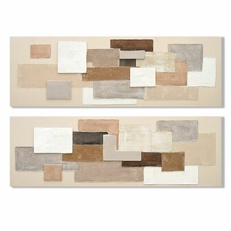 Canvas Home ESPRIT Wit Beige Abstract Stads 150 x 3 x 50 cm (2 Stuks) 1