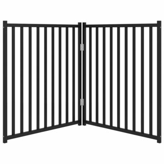 Hondenhek inklapbaar 2 panelen 160 cm massief vurenhout zwart 4