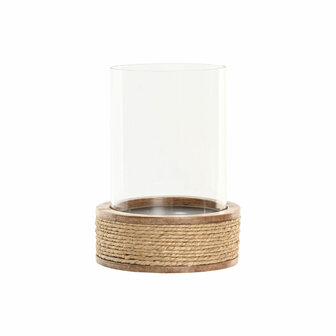Kaarshouder Home ESPRIT Bruin Natuurlijk Kristal Touw Mangohout 1