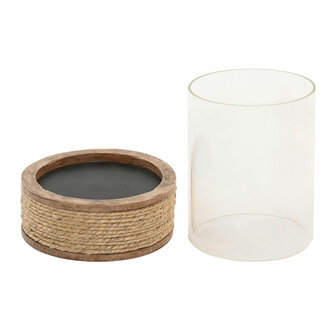 Kaarshouder Home ESPRIT Bruin Natuurlijk Kristal Touw Mangohout 3