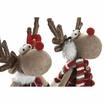 Kerstversiering Home ESPRIT Bruin Rood Groen Rendier 23 x 16 x 41 cm (2 Stuks) 2