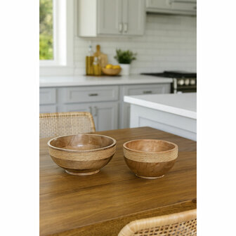 Tafeldecoratie Home ESPRIT Bruin Touw Mangohout 25 x 25 x 10 cm (2 Stuks) 2