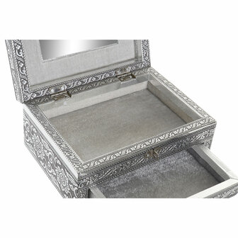 Juwelenkistje Home ESPRIT Zilverkleurig Natuurlijk Hout Aluminium 17,5 x 12,5 x 8,5 cm 2
