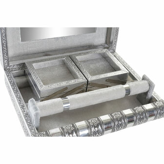 Juwelenkistje Home ESPRIT Zilverkleurig Natuurlijk Hout Aluminium 27,5 x 21 x 7,6 cm 3
