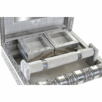 Juwelenkistje Home ESPRIT Zilverkleurig Natuurlijk Hout Aluminium 22,5 x 18,8 x 7,6 cm 2