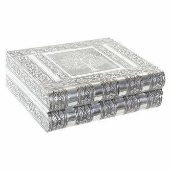 Juwelenkistje Home ESPRIT Zilverkleurig Natuurlijk Hout Aluminium 22,5 x 18,8 x 7,6 cm 3