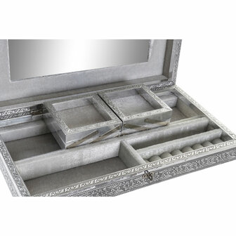 Juwelenkistje Home ESPRIT Zilverkleurig Natuurlijk Hout Aluminium 38 x 20 x 7,5 cm 2