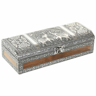 Juwelenkistje Home ESPRIT Zilverkleurig Natuurlijk Hout Aluminium 22,5 x 10 x 6,5 cm 3