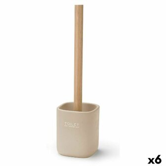 Toiletborstel Berilo Wit Beige Hout Polyresin 9,6 x 37 x 9,5 cm (6 Stuks) 1