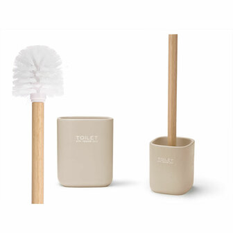 Toiletborstel Berilo Wit Beige Hout Polyresin 9,6 x 37 x 9,5 cm (6 Stuks) 2
