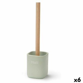 Toiletborstel Berilo Wit Groen Hout Polyresin 9,6 x 37 x 9,5 cm (6 Stuks) 1