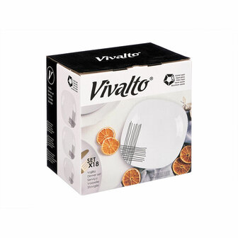 Serviesset Vivalto Wit Zwart Opaal glas Strepen 18 Onderdelen (2 Stuks) 3