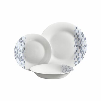 Serviesset Vivalto Blauw Wit Opaal glas Regen 18 Onderdelen (2 Stuks) 3