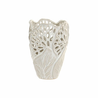 Vaas Home ESPRIT Wit Keramisch Blad van een plant 18 x 18 x 25 cm 1