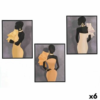 Canvas Gift Decor Geel Zwart Grijs 40 x 3 x 50 cm (6 Stuks) 1