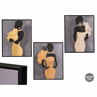 Canvas Gift Decor Geel Zwart Grijs 40 x 3 x 50 cm (6 Stuks) 2