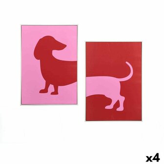 Canvas Gift Decor Rood Roze Hond 50 x 3 x 70 cm (4 Stuks) 1