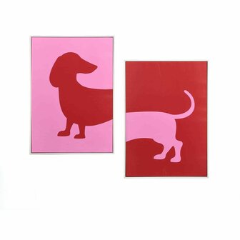Canvas Gift Decor Rood Roze Hond 50 x 3 x 70 cm (4 Stuks) 2