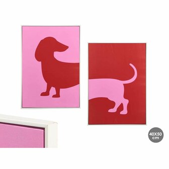 Canvas Gift Decor Rood Roze Hond 50 x 3 x 70 cm (4 Stuks) 3