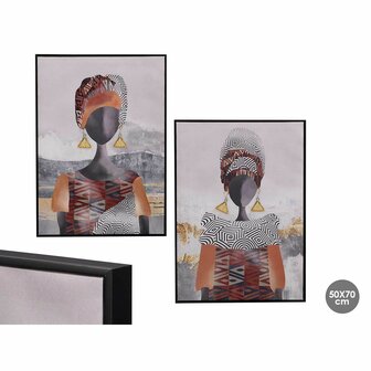 Canvas Gift Decor Rood Grijs Oranje Vrouw 50 x 3 x 70 cm (4 Stuks) 3