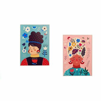 Canvas Gift Decor Multicolour Vrouw 50 x 3 x 70 cm (4 Stuks) 2