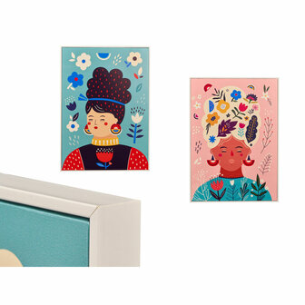 Canvas Gift Decor Multicolour Vrouw 50 x 3 x 70 cm (4 Stuks) 3