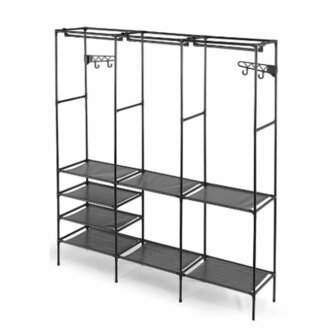 Kledingkast Kipit Zwart Metaal Stof Polypropyleen 160 x 36 x 170 cm 1